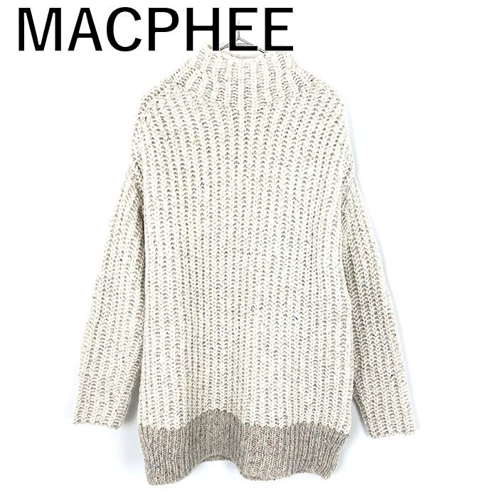 マカフィー MACPHEE エルボーパッチハイネックニット ミックスニット