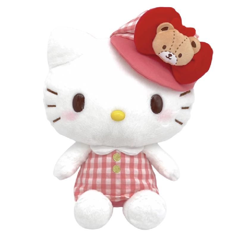 ハローキティ ぬいぐるみ Mサイズ ギンガム キャスケット サンリオ キャラクター 
