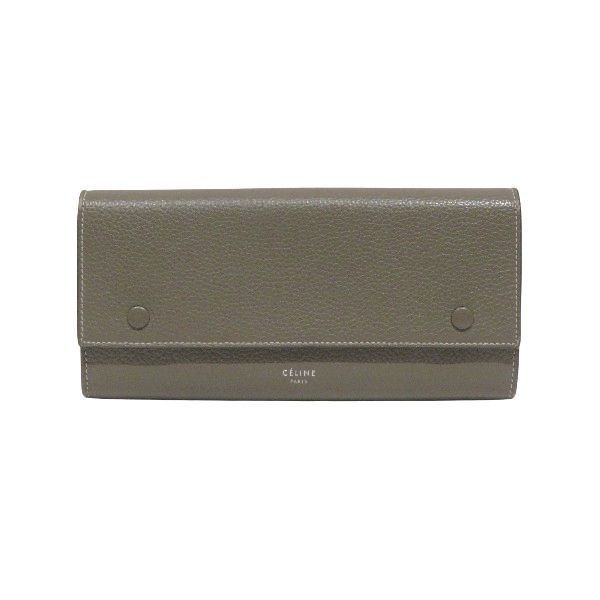 セリーヌ Celine ラージ フラップマルチファンクション 101674AFE グレージュ レザー 長財布 2つ折り財布 レディース