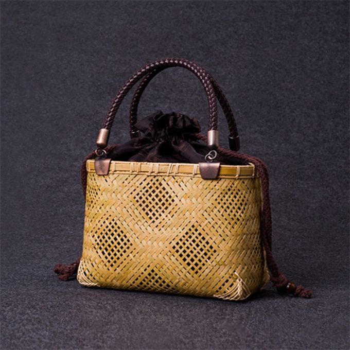 京都　かわいいヴィンテージ　竹製カラフルハンドルバスケット 京都 かわいいヴィンテージ 竹製カラフルハンドルバスケット