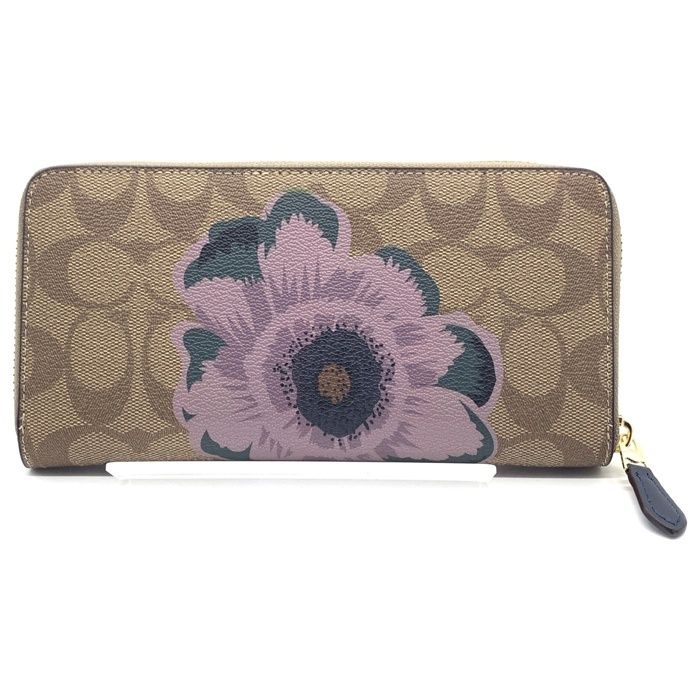 COACH コーチ 長財布 PVCレザー ラウンドファスナー シグネチャー COACH コーチ シグネチャー ラウンドジップ 長財布 レザー PVC