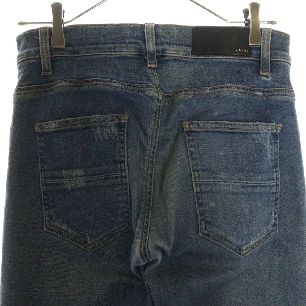 最安値 超美品 AMIRI MX1 蛇腹ダメージ加工ペイントパンツ AMIRI アミリ MX1 JEANS 蛇腹切替ダメージ加工バイカースキニー