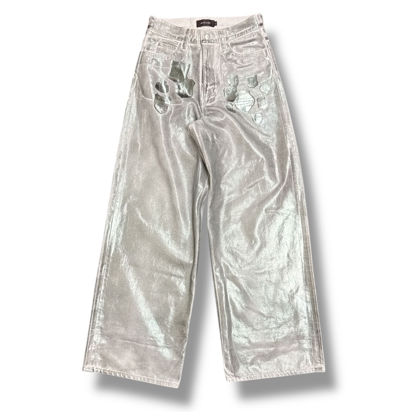 参考上代59400円 MASU 25SS ”MASU BOYS” EMBLEM BAGGY JEANS SILVER エムエーエスユーボーイズ エンブロイダリーバギーデニム ジーンズ エムエーエスユー B25K6PT007 44 90779A4