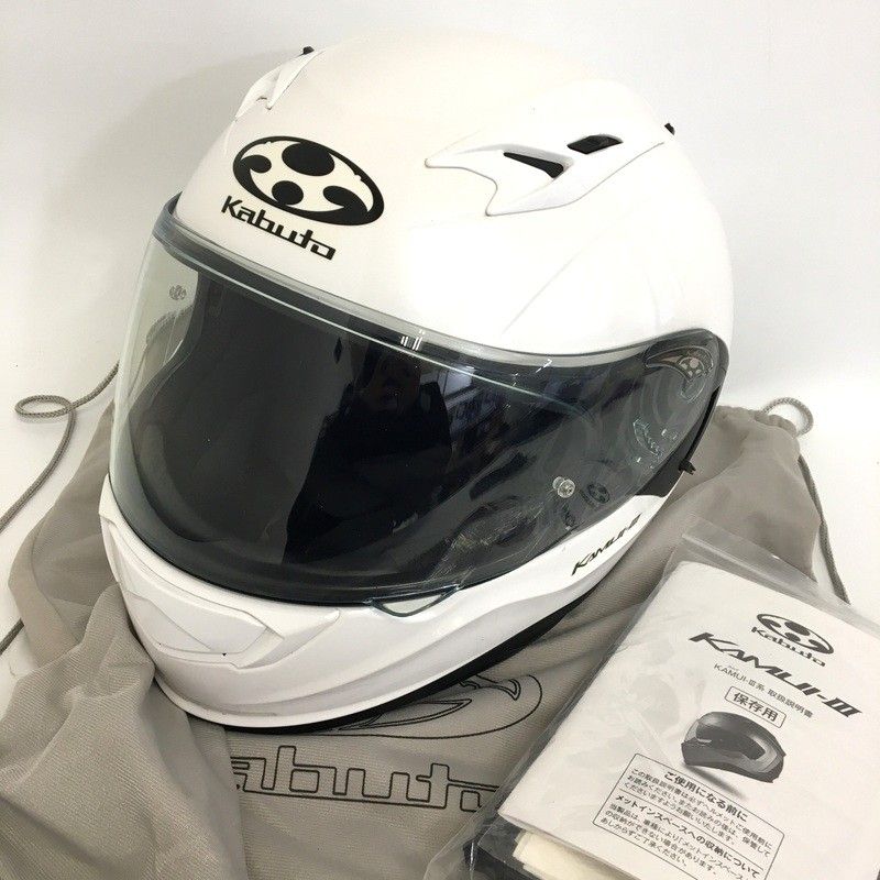 OGK KABUTO KAMUI3 フルフェイスヘルメット 内装洗濯済 パールホワイト Mサイズ オートバイ ツーリング ライディング バイカー バイク用品 オージーケーカブト TA2537