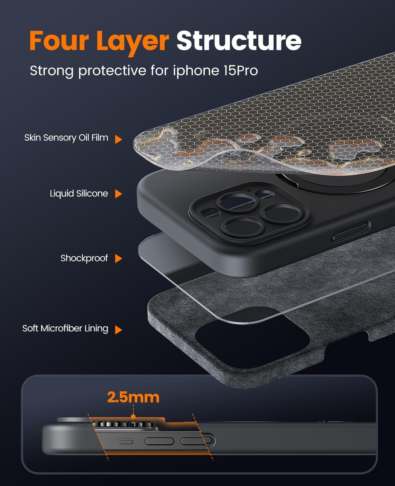 bitusado 液体シリコンケース マグネットスタンド付き iPhone 15 Pro