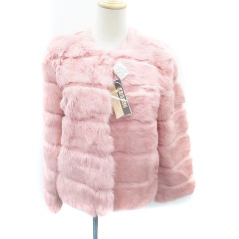 毛皮コート ファーコート ラビット ふわふわ さくら色 パステルピンク Mサイズ 毛皮コート ファーコート ラビット ふわふわ さくら色 パステルピンク