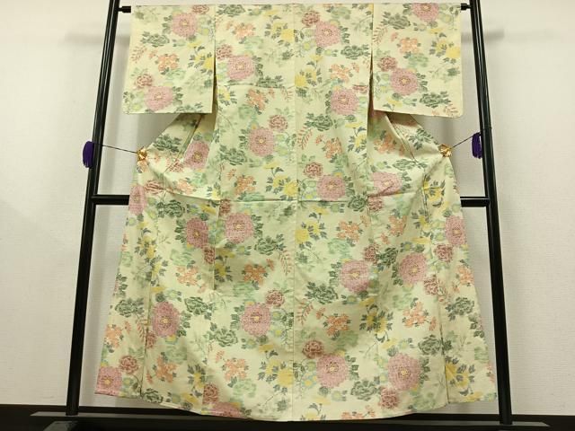 平和屋着物▽上質な紬 単衣 草花文 正絹 逸品 AAAZ0701jh - メルカリ