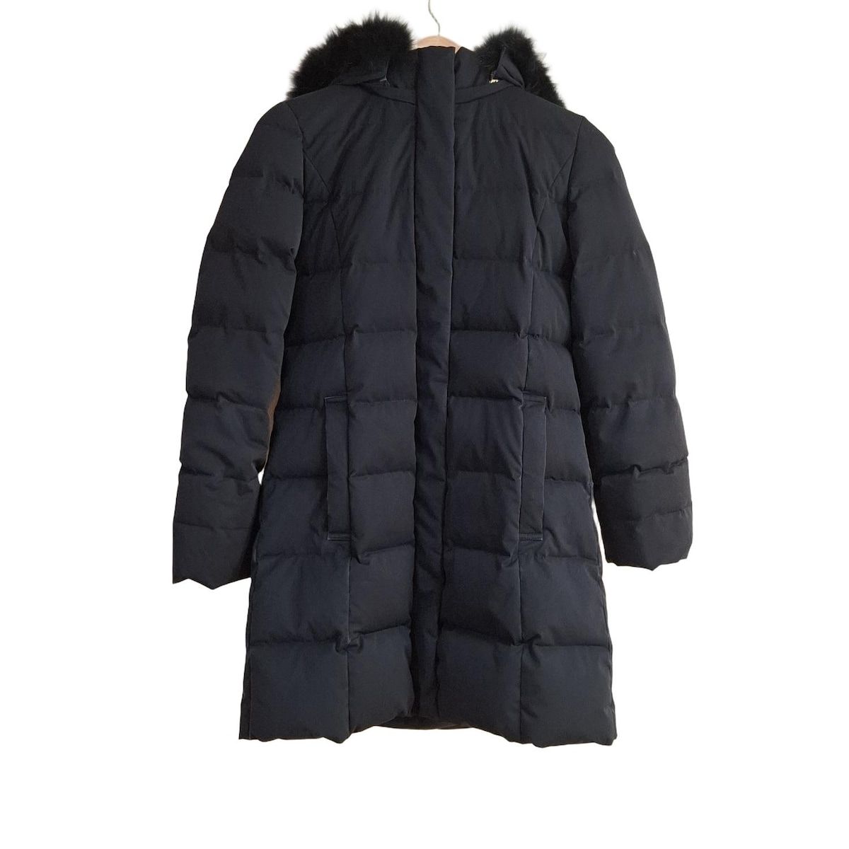 BEAMS ビームス ダウンコート サイズ36 S レディース - 黒 長袖|フォックス|フード取り外し可|Ｄemi-Luxe|冬