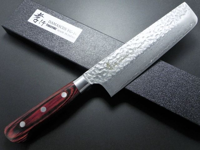 堺孝行 包丁 菜切包丁 160mm 33層ダマスカス V金10号 ステンレス コバルト合金 槌目 ギフトラッピング対応 7393