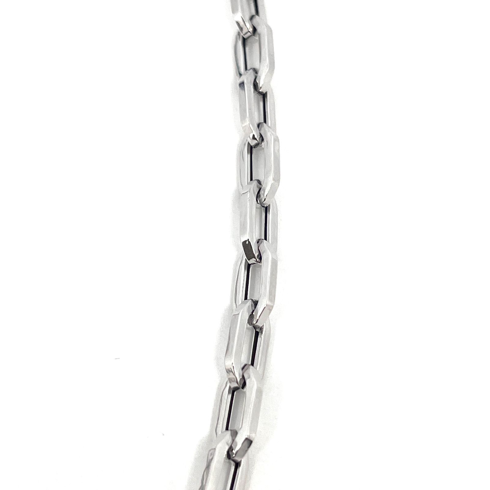 新品 18金 ホワイトゴールド ペーパークリップ ネックレス チェーン 幅5.2mm 60cm K18 WG 角アズキ 中空 リンク RMジュエリー