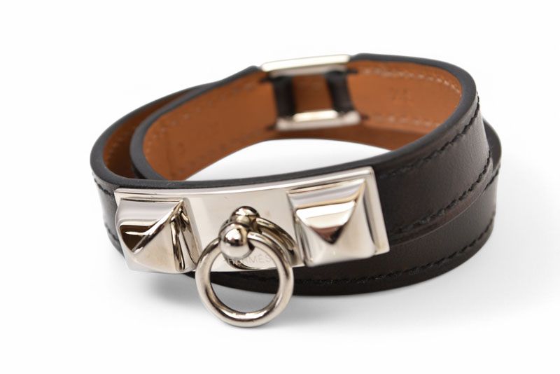 エルメス バングル|ブレスレット HERMES リヴァル ドゥブルトゥール ブラック|シルバー XSサイズ
