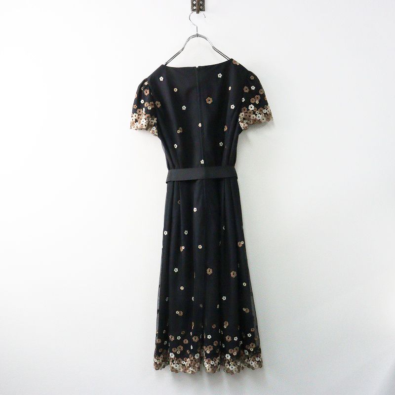 2025SS エムズグレイシー M S GRACY 小花刺繍チュールワンピース 38 ┃ブラック タック フ ドレ 2400014615166