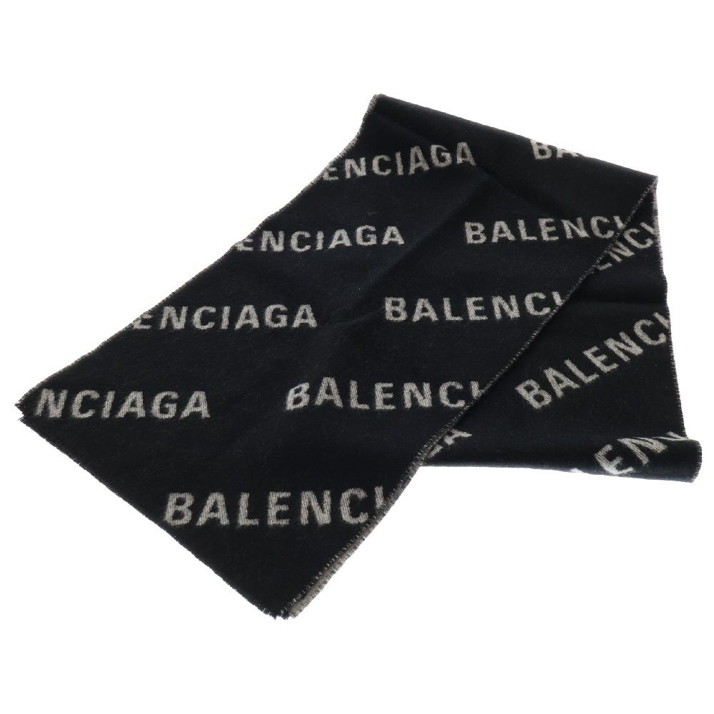 BALENCIAGA (バレンシアガ) Allover Logo Scarf ロゴ総柄 ウール