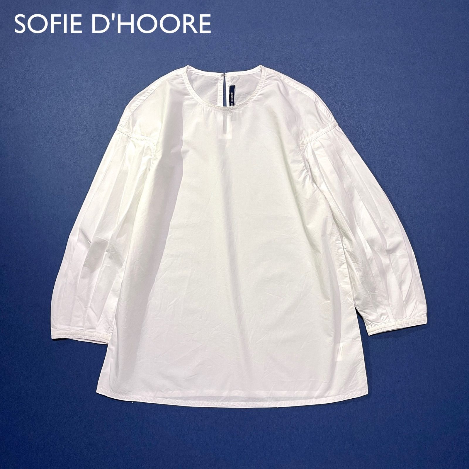 ニャーSOFIE D'HOOREのコットンノーカラーシャツ SOFIE D'HOORE BARDEN ワイドシルエットオーバーシャツブラウス