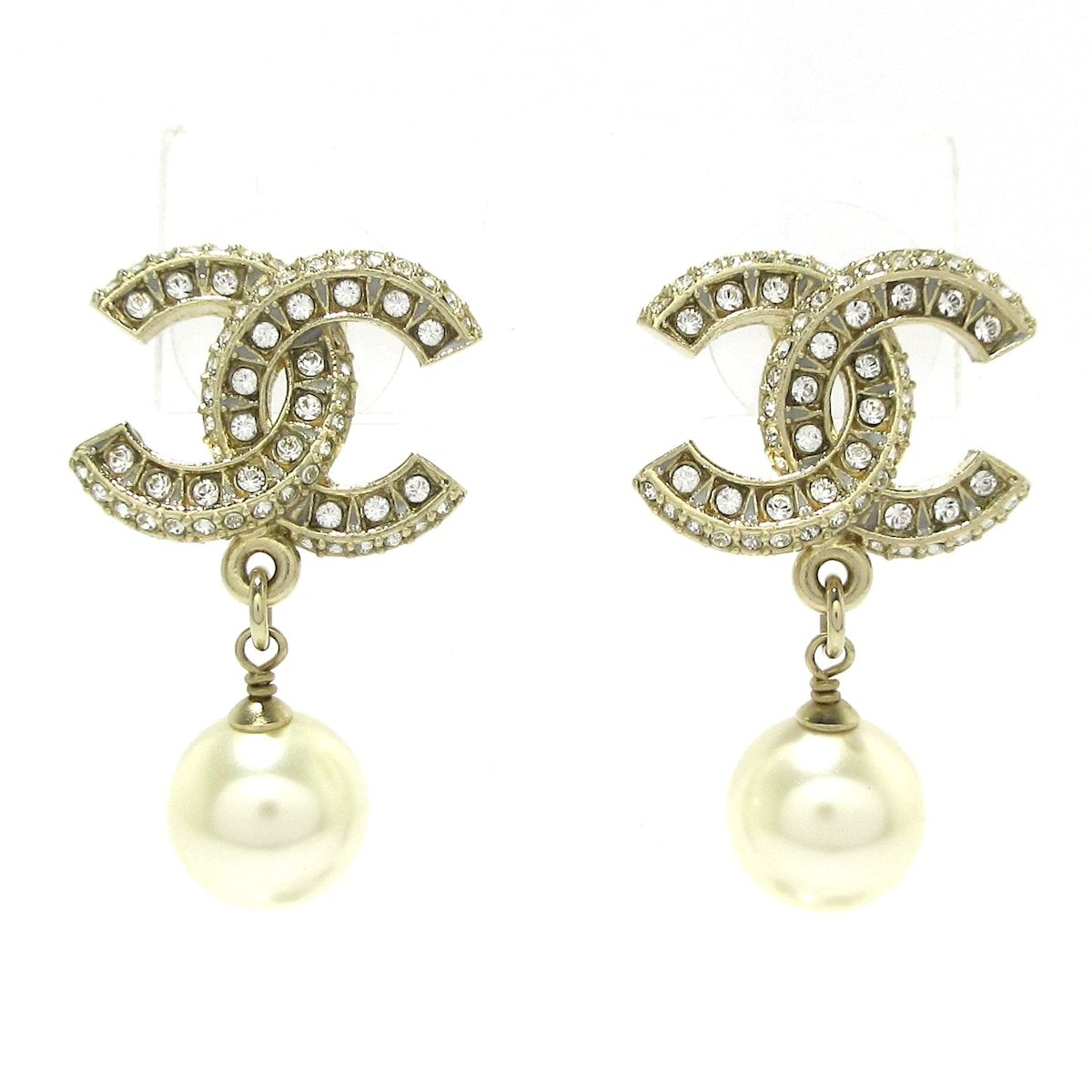 CHANEL シャネル ピアス - ゴールド×クリア ココマーク