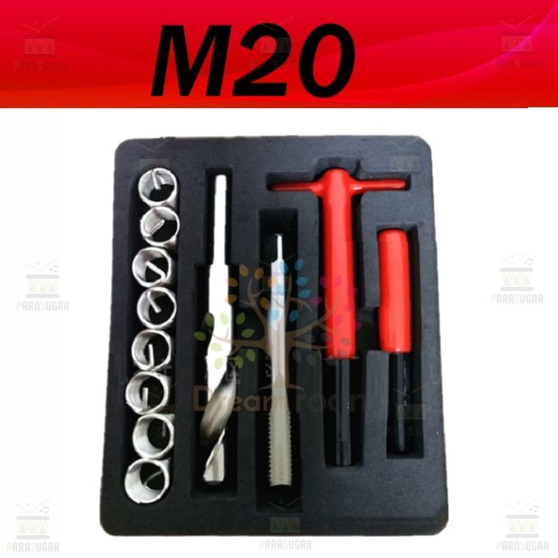 高品質【M20 】レッド/赤手軽に簡単 つぶれたネジ穴補修 ネジ山修正キット リペア 安心の製造メーカー品です 修復 ネジ山 ドリル DIY 再生 復活 工具