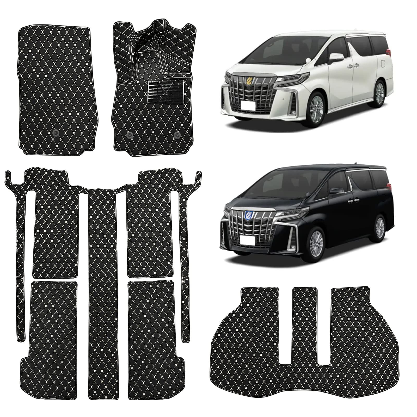 フィット 10分簡単取り付け 20 30系 トヨタ車 アルファード ヴェルファイア フロアマット ステップマット 正規販売店 認証済み 防水 汚れ防止 耐磨耗 豪華 上品 取り付け簡単 耐久性 ２年 ブラック×ゴールド HM 3