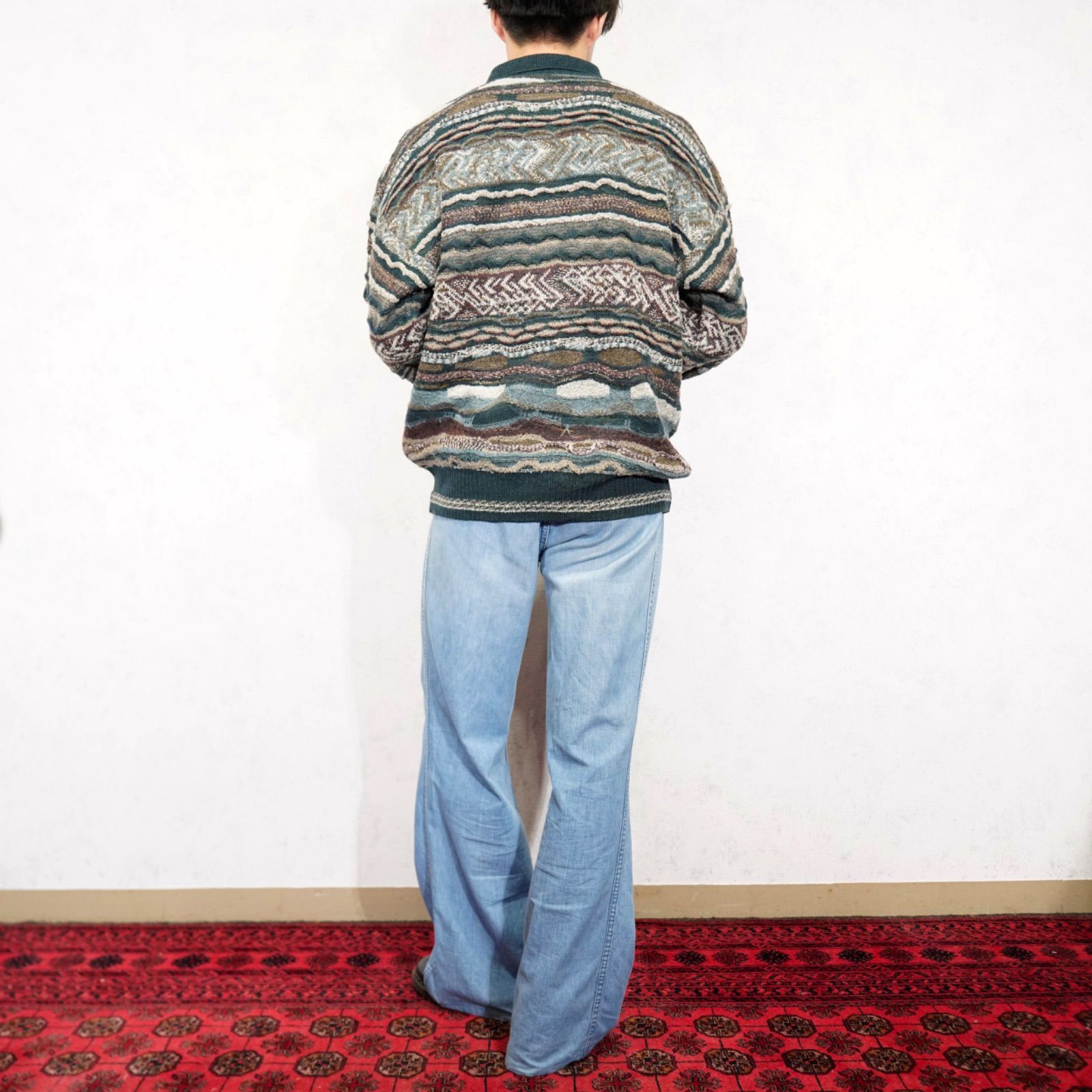 SPECIAL ITEM* EU VINTAGE SEGRETO 3D KNIT POLO SHIRT MADE IN ITALY 