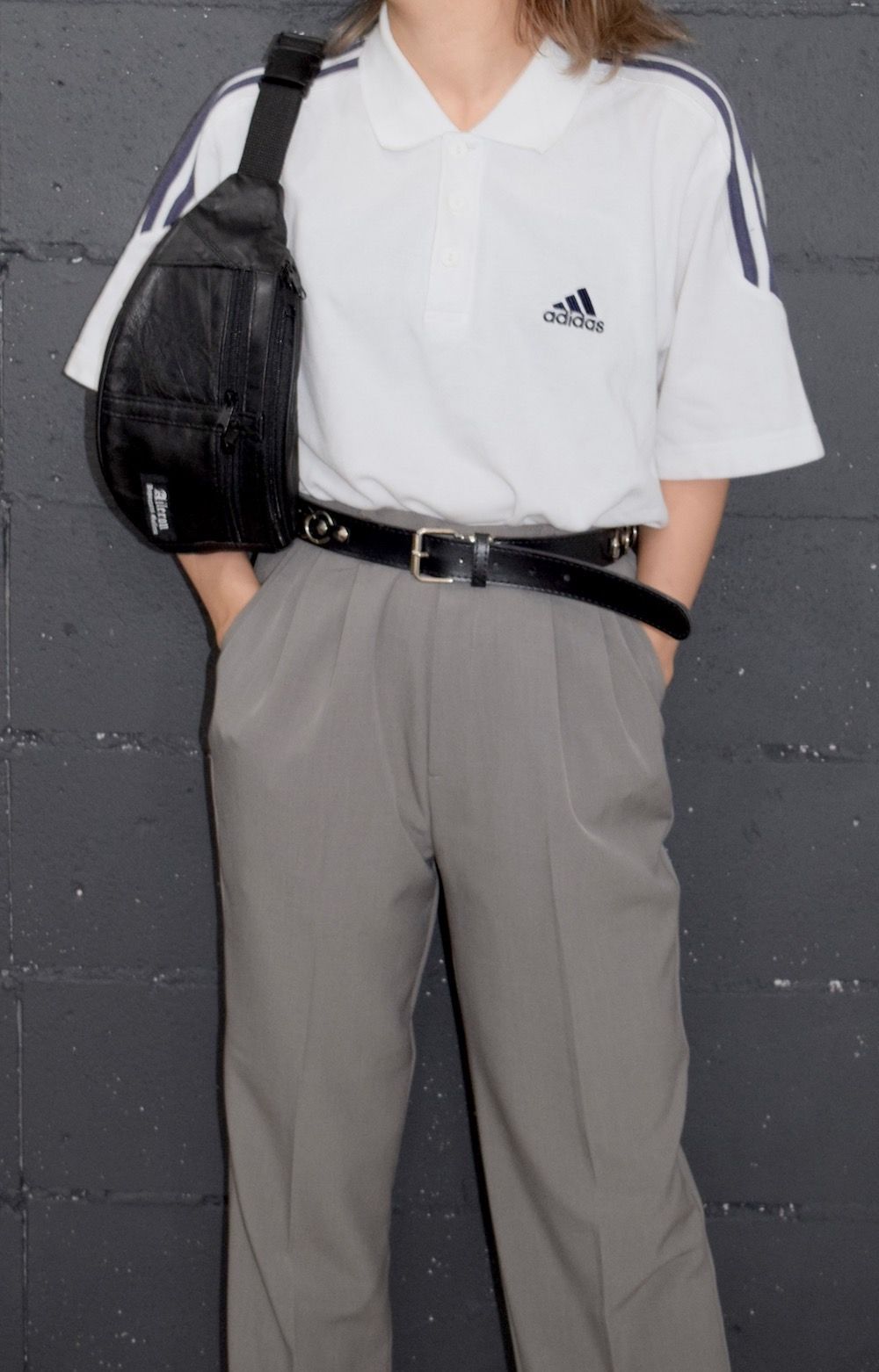 adidas 3Line Sleeve Big Polo Shirts white