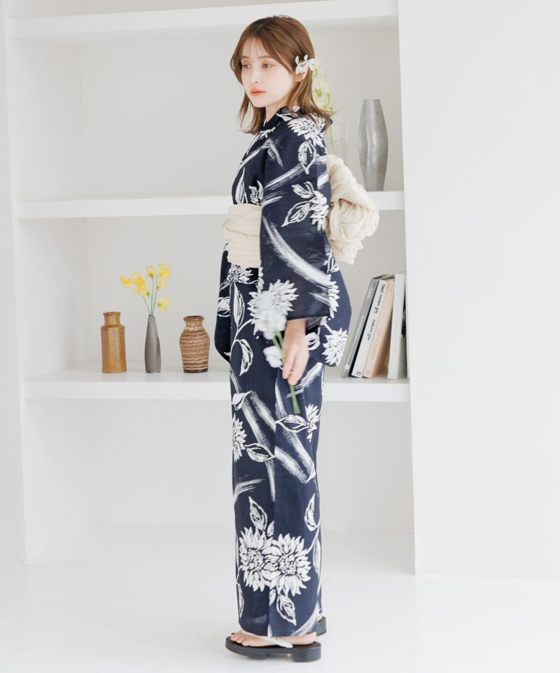 夏色の向日葵あそび】 浴衣5点セット(ゆかた・帯・下駄・着付け