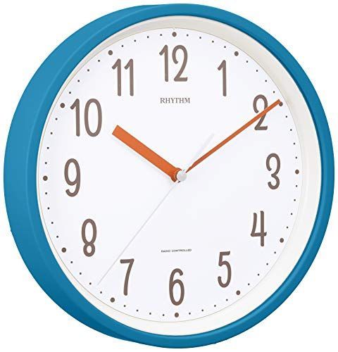ブルー リズム(RHYTHM) 掛け時計 電波時計 連続秒針 小ぶり 掛置兼用 インテリアクロック ブルー φ25x4.4cm RHYTHM PLUS スタンダードスタイル143 8MYA40NC04