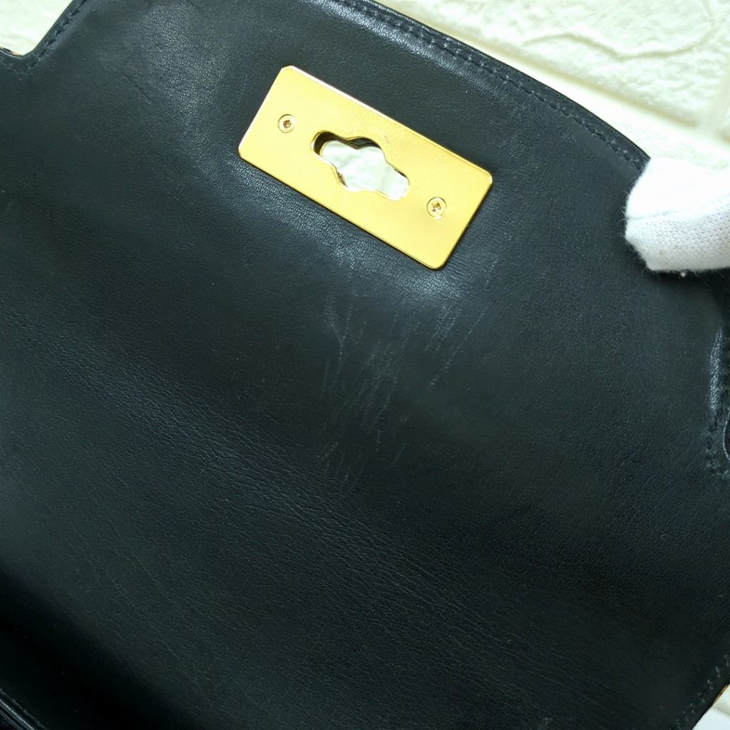 印傳屋 インデンヤ キナート レザー ハンドバッグ ポーチ付き ゴールド  