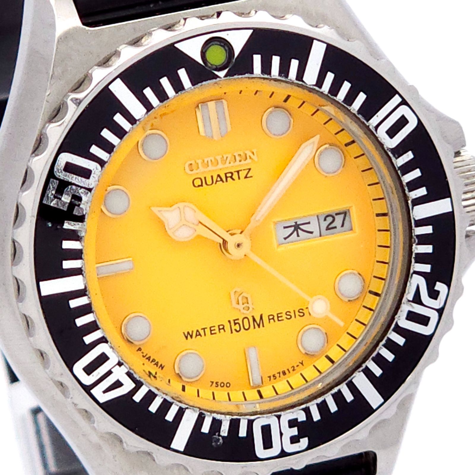CITIZEN シチズン クリストロン ダイバー 4-753321 QZ 動作品 黄色