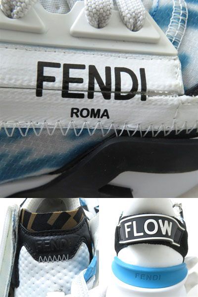 美品☆FENDI フェンディ FLOW ナイロン×スウェードレザー ロー