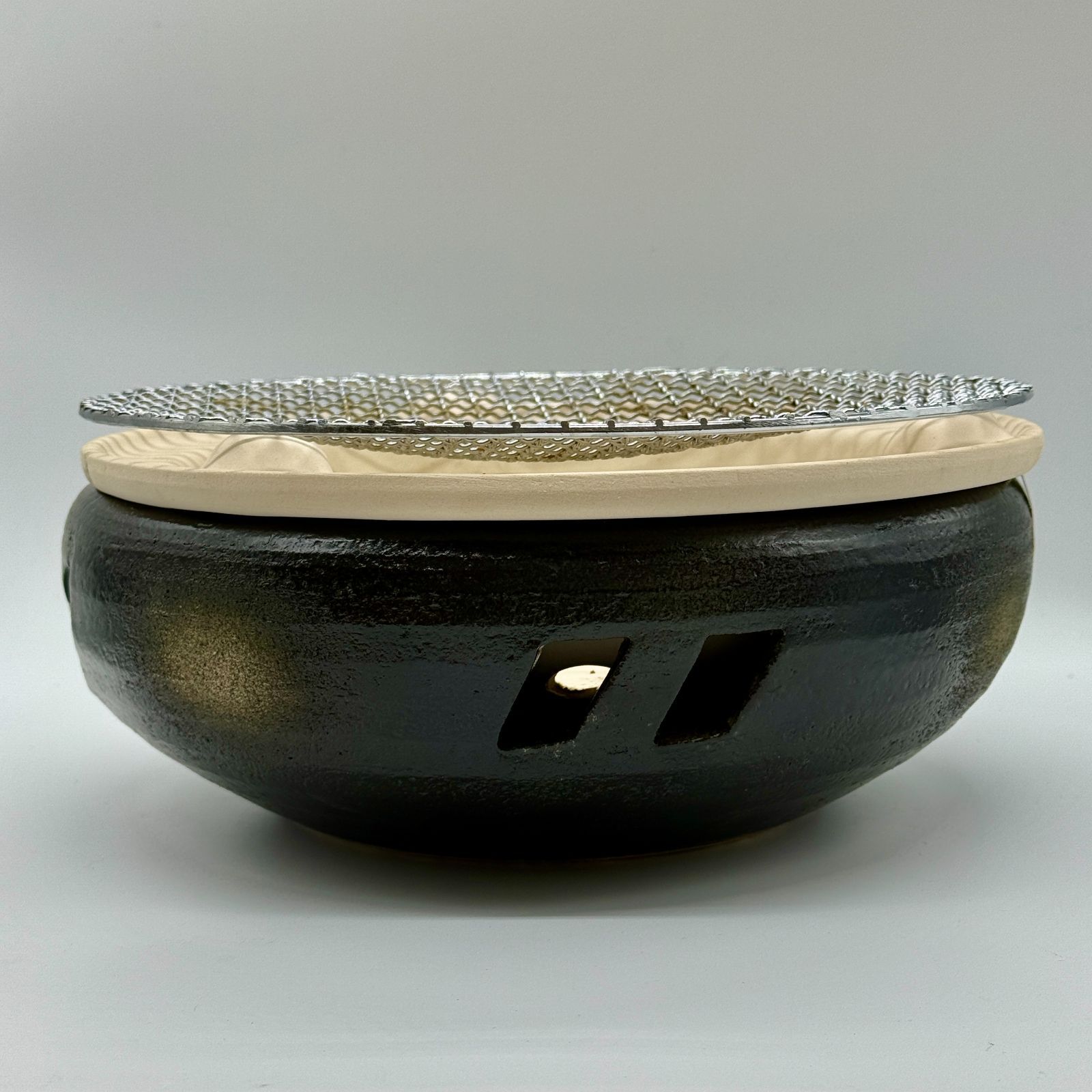 伊勢炭焼 萬古焼 卓上伊勢コンロ(黒) 10号 キャンプ アウトドア 水コンロ