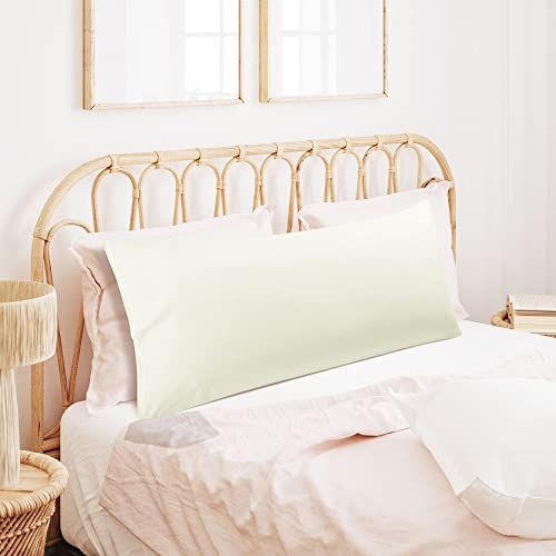 【匿名配送】 50x120cm_クリーム uxcell 枕カバー マイクロファイバー ピローケース ロング 大きい 等身大 サテン織り 防臭 しわなし ホテル品