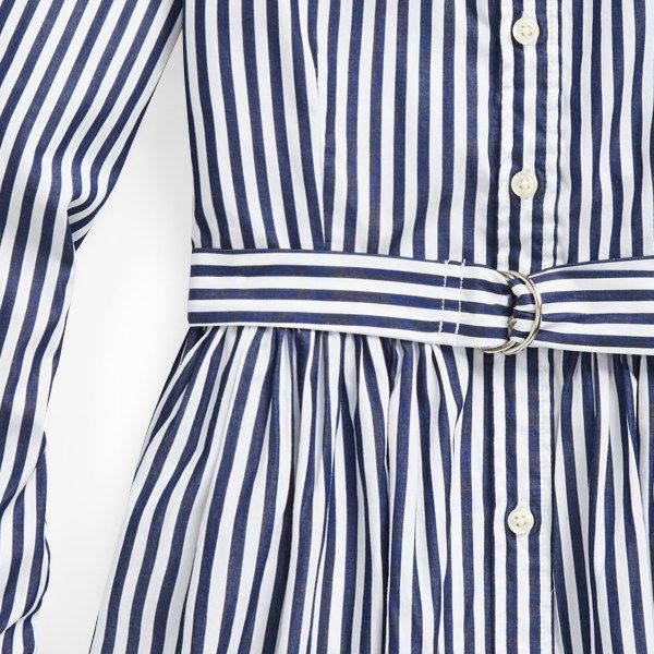 長袖ストライプシャツワンピース