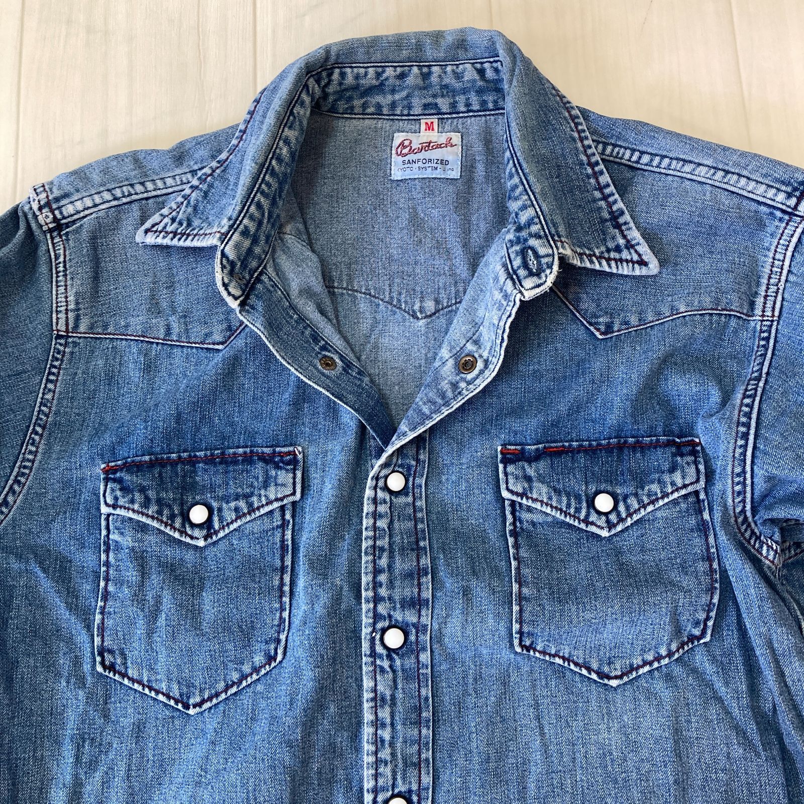 Japanese Vintage Bartack ヴィンテージ加工 ウエスタンデニムシャツ 
