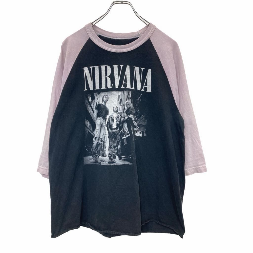 NIRVANA 長袖 ロンT Lサイズ 半袖 ブラック ピンク コットン メキシコ製 古着卸 アメリカ仕入 t2408-4066