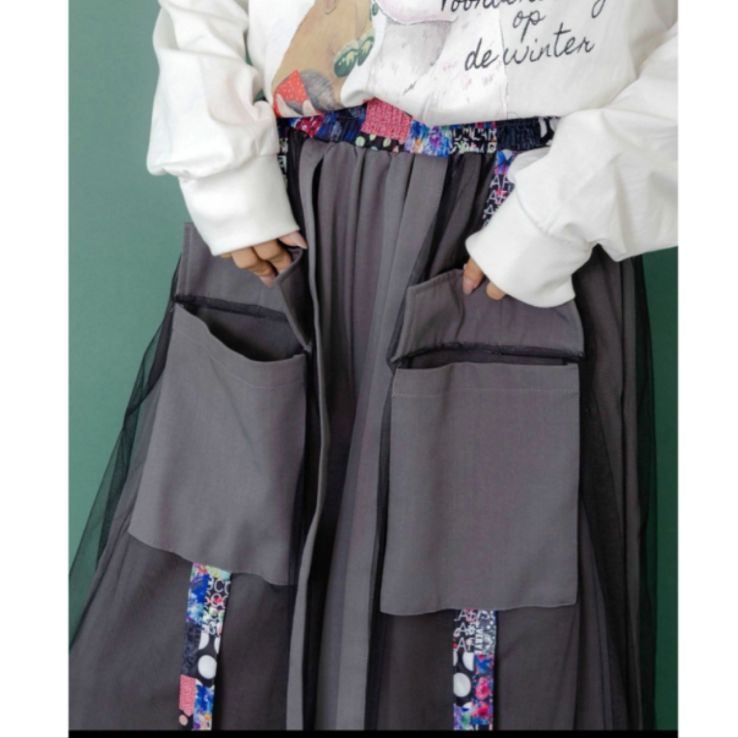 Scolar チュールとラインテープのカーゴパンツ