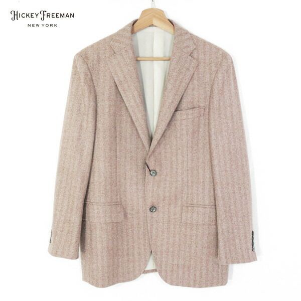 75 OFF ヒッキーフリーマン Hickey Freeman ジャケット BB7 MJK1581 4Lサイズ ライトレッド メンズ テーラードジャケット ウール× ヘリンボーン柄 デルフィーノ生地 ブレザー 秋冬 062-01F