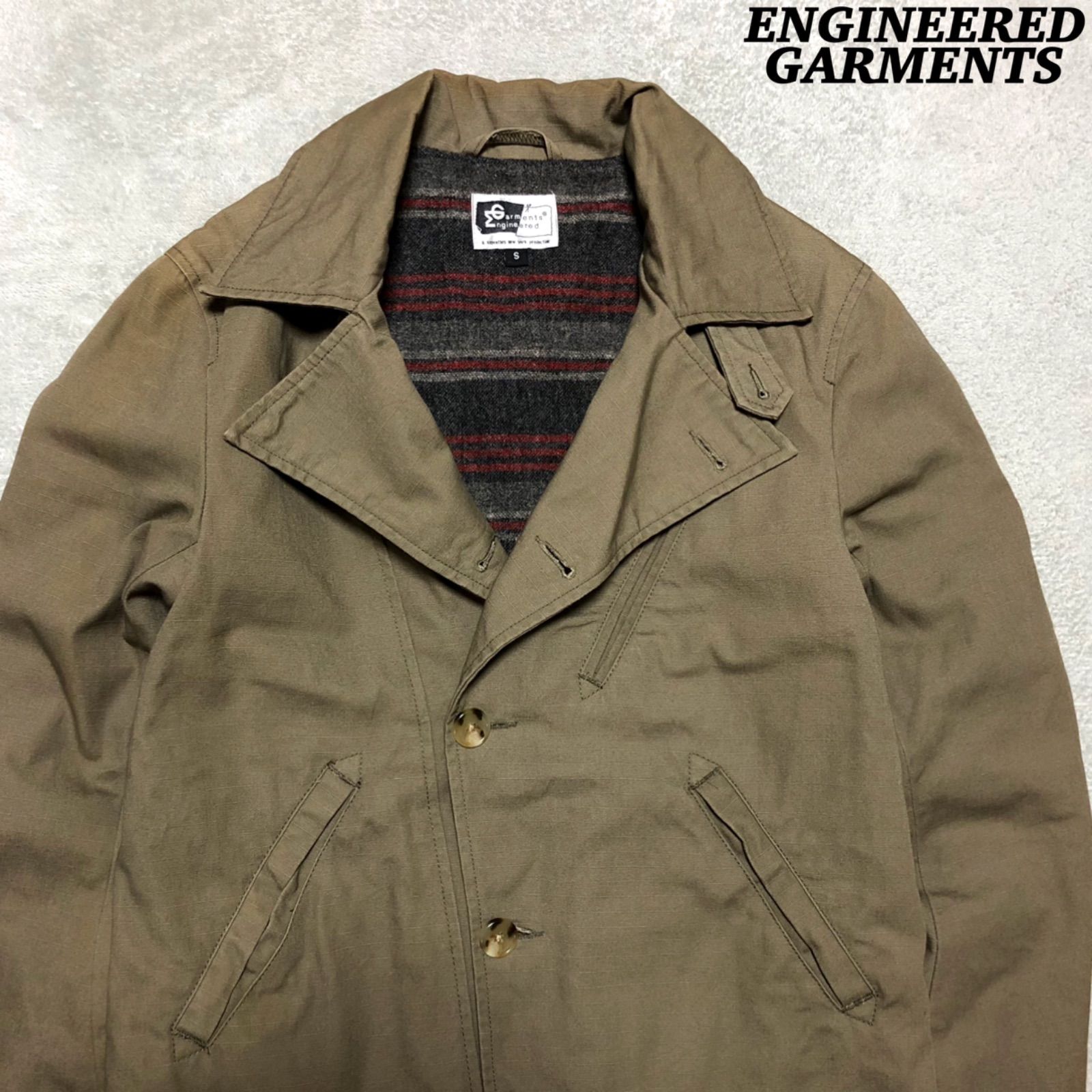 ENGINEERED GARMENTS ワークジャケット モーターサイクルジャケット ブランケット付 チンストラップ付 Sサイズ カバーオール  エンジニアジャケット カーキ 灰緑 グレーグリーン エンジニアドガーメンツ - メルカリ