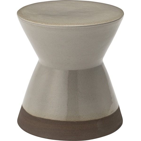 オットマン 直径30×高さ31cm グレー 陶器製 屋外使用対応 サイドテーブル兼用 ミニ スツール リビング インテリア家具