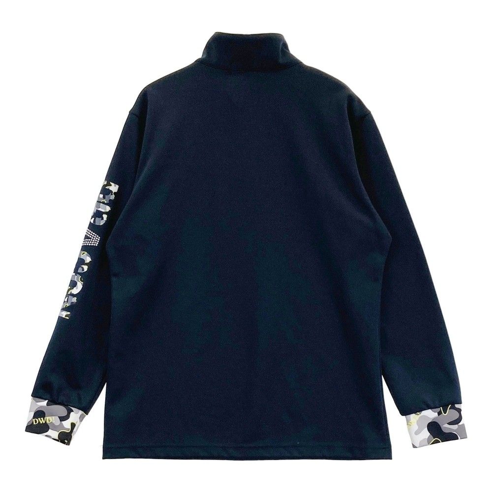 サイズ：3 DANCE WITH DRAGON ダンスウィズドラゴン  ハーフジップ 長袖Tシャツ 切替迷彩 カモフラ柄 ブラック系 [240101442624] ゴルフウェア メンズ ストスト サイズ：3 DANCE WITH DRAGON ダンスウィズドラゴン ハーフ