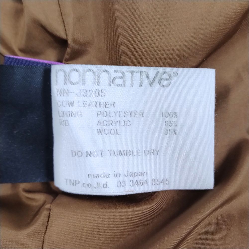 あお NONNATIVE ノンネイティブ 品番 NN-J3205 RIDER BLOUSON COW LEATHER