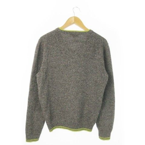 エトロ ETRO ニット セーター Vネック 長袖 ライン ロゴ刺繍 M グレー MQ GY42