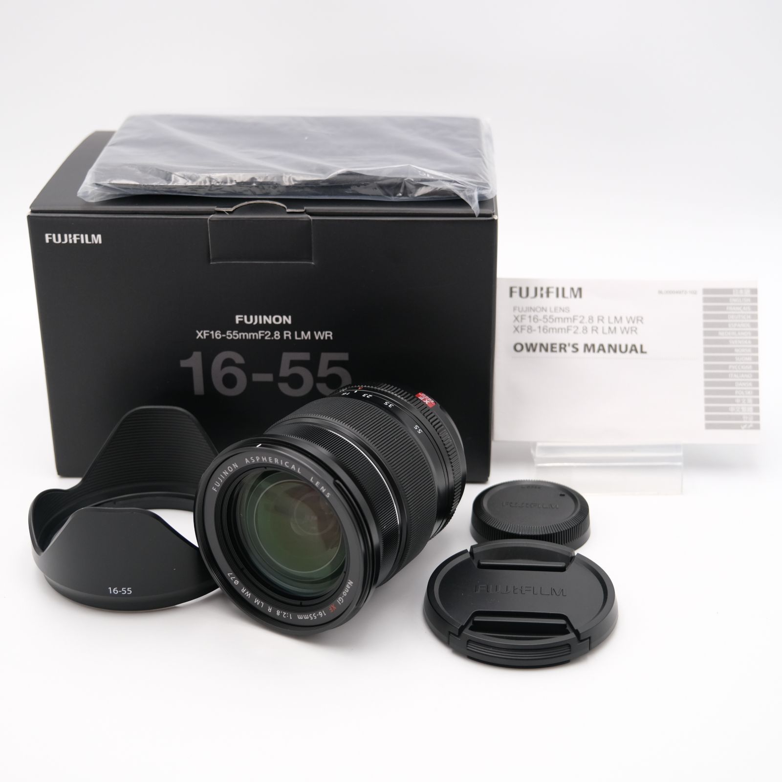 ほぼ FUJIFILM XF 16-55mm F2.8 R LM WR 箱|レンズフード|レンズキャップ|説明書付き
