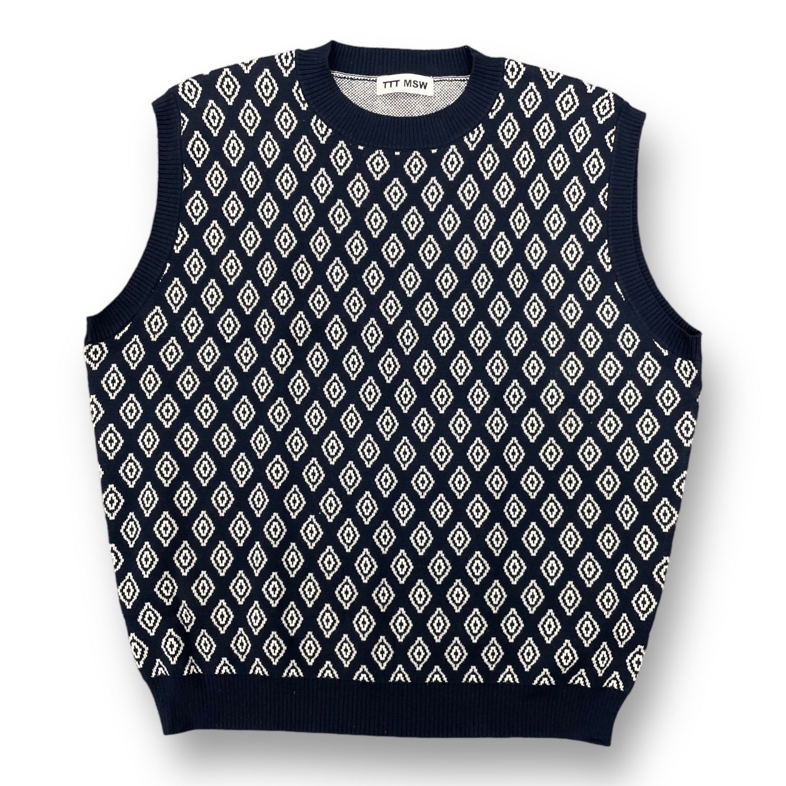 定価19800円 美品 TTT MSW 23SS Diamond Knit Polo Vest ダイヤモンド