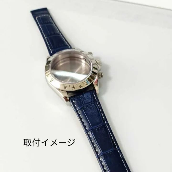 75/65mm イタリアンカーフレザー 革ベルト 20mm ブルー×ホワイト