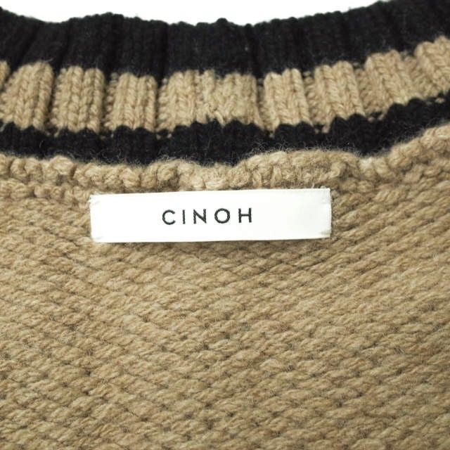 CINOH チノ 18AW V Neck Leather Pocket Knit Vネックレザーポケット 