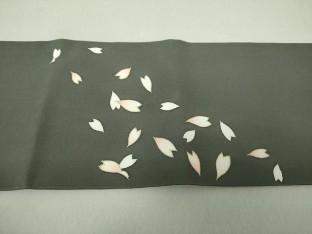 平和屋着物●塩瀬　九寸名古屋帯　舞桜　金彩　正絹　逸品　DAAS3568ps 平和屋着物○塩瀬 九寸名古屋帯 舞桜 金彩 正絹 逸品 DAAS3568ps
