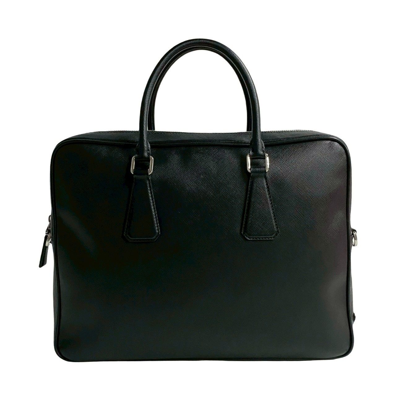 極 美品 希少品 PRADA プラダ 三角ロゴ 金具 サフィアーノ レザー 本革