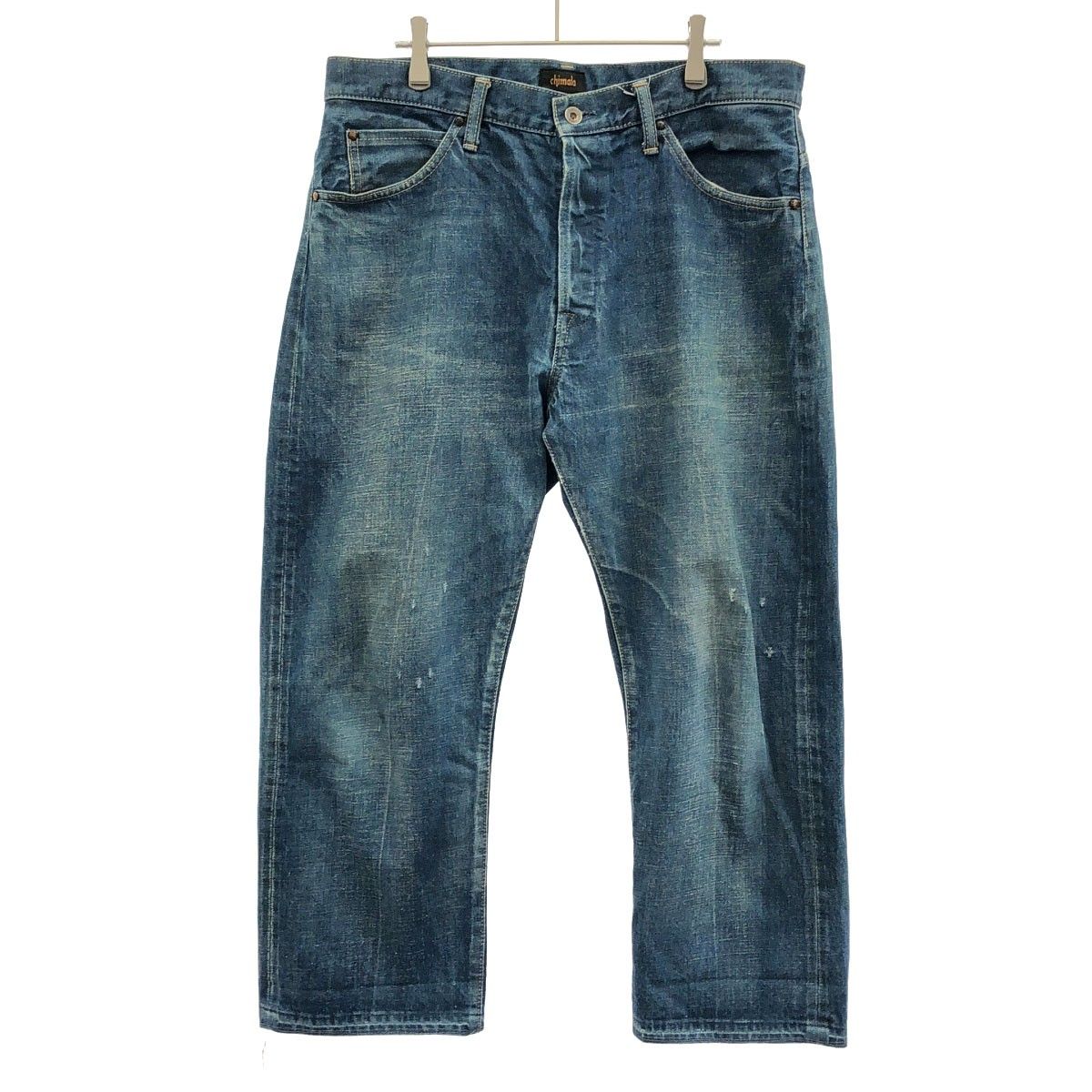 chimala チマラ 16SS 13.5OZ BROWN COTTON NEP SELVEDGE DENIM VINTAGE BAGGY CUT ヴィンテージ加工デニムパンツ CS22-WP03A インディゴ 28