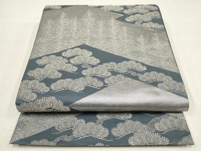 平和屋-こころ店□太鼓柄袋帯 草花文様更沙 金銀糸 正絹 逸品