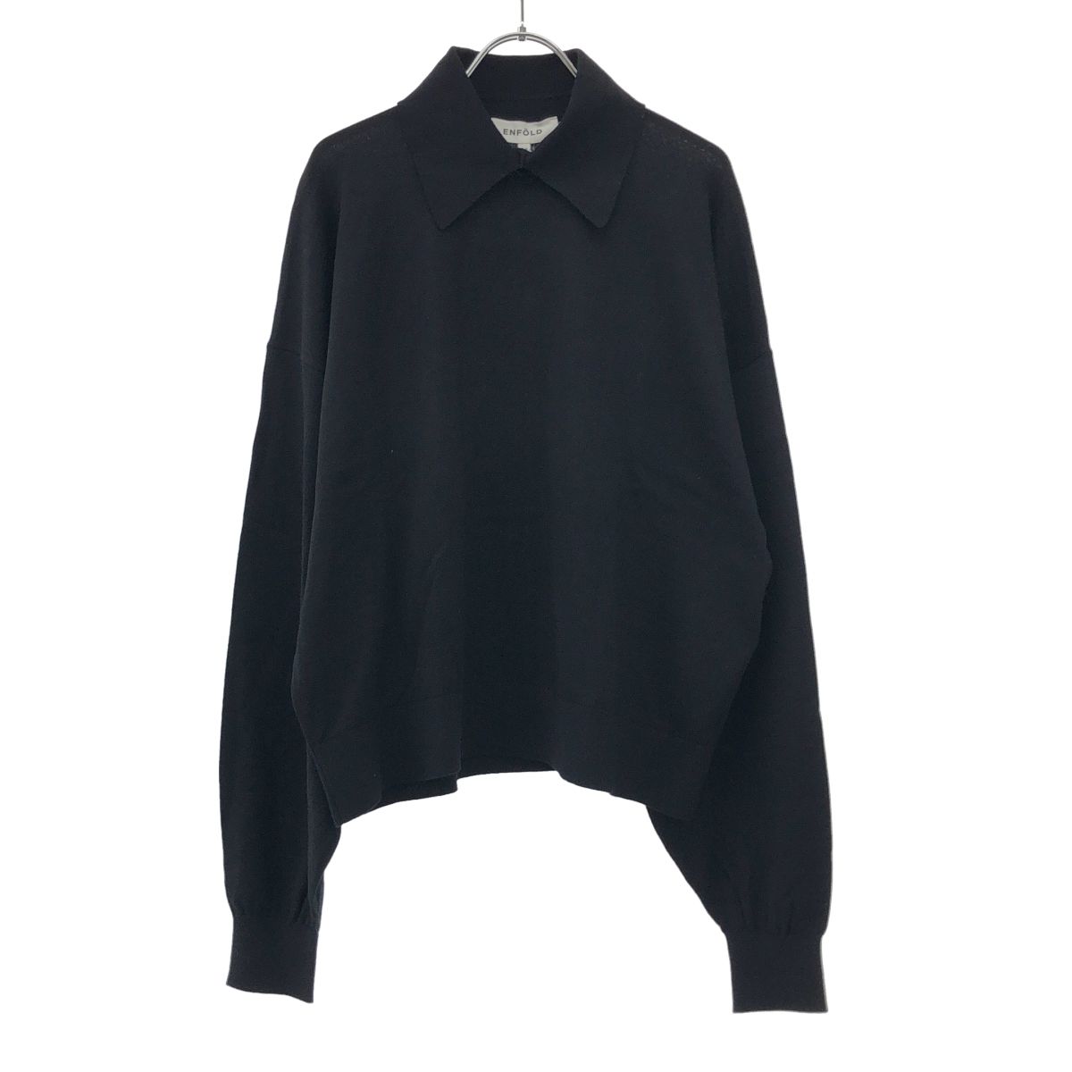 ENFOLD エンフォルド 25SS KNIT WITH COLLAR PULLOVER ニットウィズカラープルオーバー 300IS170-1731 ブラック 38 ENFOLD エンフォルド 25SS KNIT WITH COLLAR PULLOVER ニットウィズ