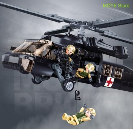 【新品】LEGO レゴ 互換 ブロック プラモデル ヘリコプター UH-60 ブラックホーク アメリカ軍 US 米軍 ミニフィグ 大人 ミリタリー 互換品 フィギュア 人形 軍隊 兵隊 武器 兵士 スワット 銃 誕プ